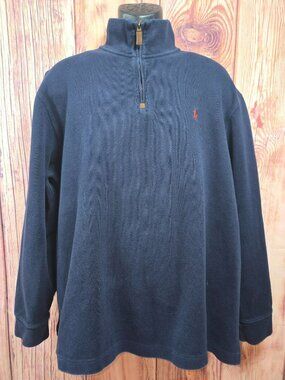 Polo Ralph Lauren Navy Cotton 1/4 Zip Pullover Sweater XXL